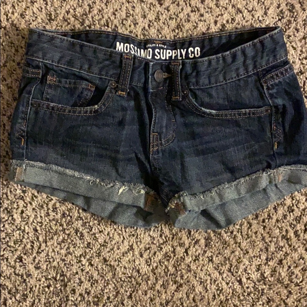 Distressed folded jean shorts